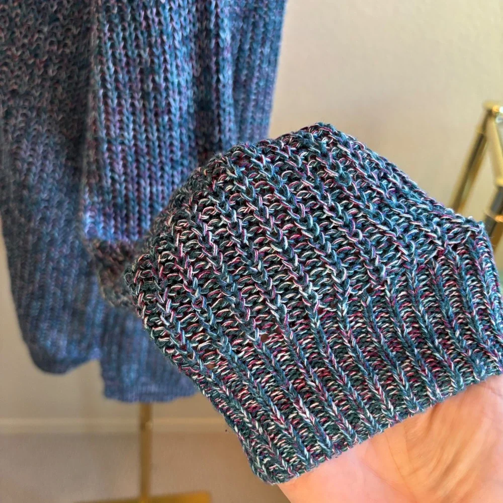 Faded Glory Womens SZ XXL (20) Cable Knit Sweater Antique Teal Blue Cotton Blend